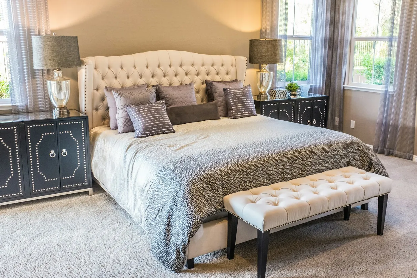 Furnished bedroom set up for a traveling professional on a long assignment